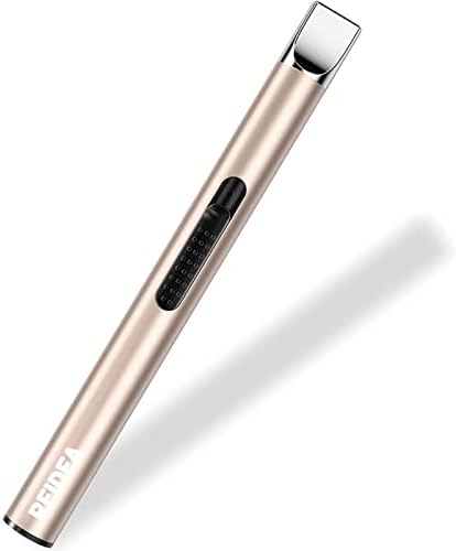 REIDEA Electronic Candle Lighter Arc Windproof Flameless USB Rechargeable Lighter with Safe Button for Home Kitchen Champagne Gold S4