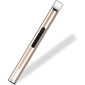REIDEA Candle Lighter Electronic Arc Windproof Flameless USB Rechargeable Lighter with Safe Button for Home Kitchen, S4, Champagne Gold
