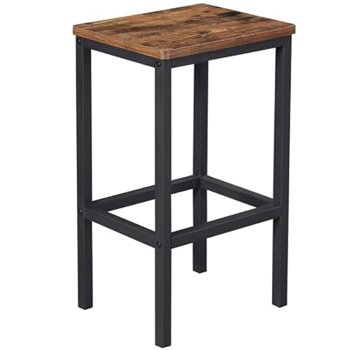 Begryf Barhocker, Barhocker für die Küche, Dunkelbrauner Stehhocker, Küchenstühle, Holzhocker, Hocker Holz, hocker, Barstuhl, Küchenhocker, Metall, Dunkelbraun, schwarz