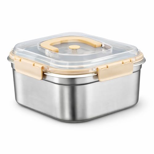 Image of Stainless Steel 2600ml Food Storage Container /Bento Lunch Box with Airtight Lid & Handle | Leakproof, Fridge & Freezer Safe Meal Prep Container for Fruits, Vegetables, Meat & Leftovers