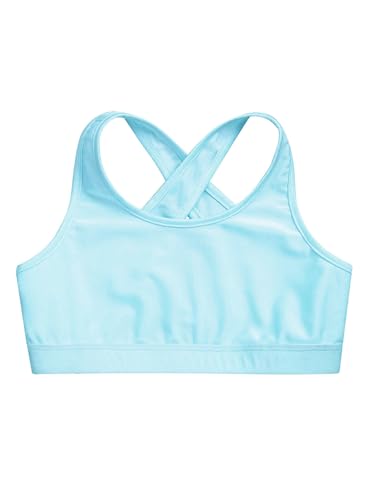Kids Girls Pure Color Sports Bra Crisscross Keyhole Back Crop Tops Yoga Jogging Running Training Bras3