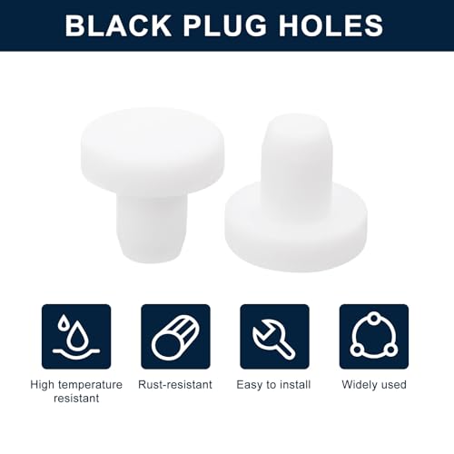 Image of uxcell 32 Pieces White Rubber Stopper, 7mm Plug Holes for 6.5-6.8mm /0.26-0.27 inch Hole