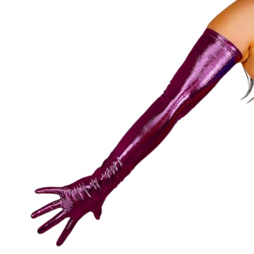 DooWay METALLIC GLOVES Extra Long Shiny Gloves Liquid Touchscreen Sparkly Halloween Club Opera Party Gloves - Main Image