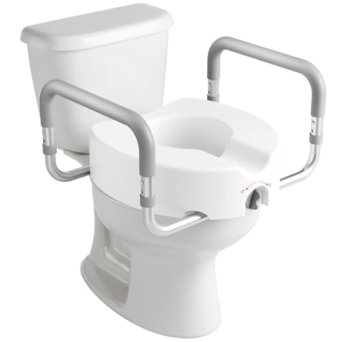 HOMLAND Raised Toilet Seat with Handles, Handicap...