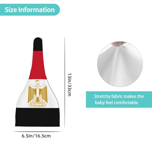 Newborn Baby Hat, Egyptian Flag Print Soft Top Knot Beanie Cap, Cute Baby Headwear for 0-6 Months Black4