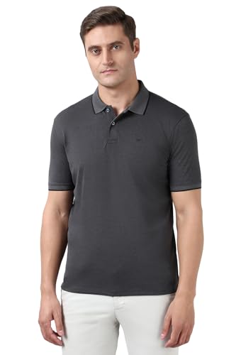 Image of Peter England Men's Cotton Blend Solid Polo T-Shirt | Everyday Wear | Fashionable & Breathable