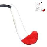 Kreeqe Costumes de chat, oreilles de chat, queue de renard, costume pour femme, accessoire de costume d'Halloween pour adultes (queue de F, blanc-rouge, M)