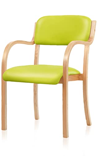 Hilax ダイニングチェア 肘付き チェア 椅子 広い座面 疲れにくい お尻に優しい 掴みやすい肘掛け 介護椅子 積み重ね スタッキング 工具付き 木製 介護 1脚 グリーン - Hilax - 商品画像