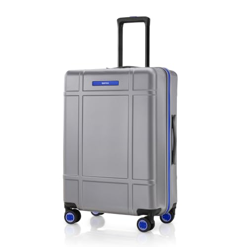 Image of SNITCH Blink Medium Size Silver Polycarbonate Hard Travel Suitcase - Suitcase Medium Size & Luggage with 8 Wheels, Premium Lock, Wet & Dry Pouch & Free Shoe Bag