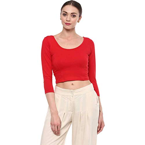 Image of Fressia Fabrics Women's Cotton Readymade Saree Blouse Stretchable Crop Top Choli Bustier Top