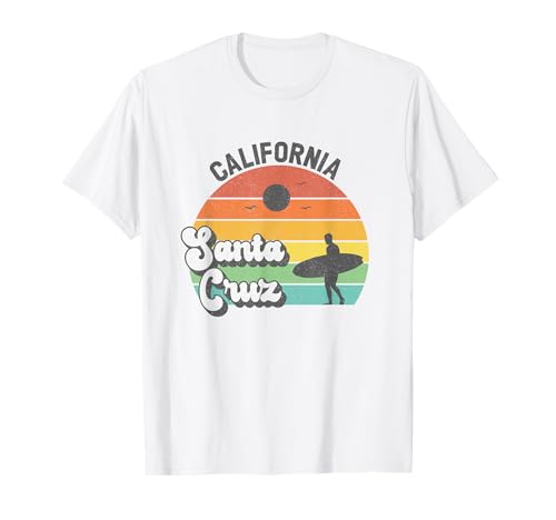 Santa Cruz Beach California Retro Vintage Surfer Herren T-Shirt