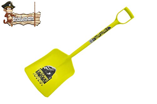 BricoLoco Pala cuadrada nieve, jardinería, obra. Ecológica. Amarilla. Certificado alimentaria.