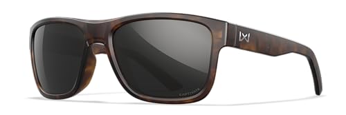 Image of Wiley X Ovation Captivate Polarized Sunglasses, Safety Glasses for Men and Women, UV Eye Protection for Shooting, Fishing, Biking, and Extreme Sports, Matte Tortoise Frames, Black Mirror Tinted Lenses
