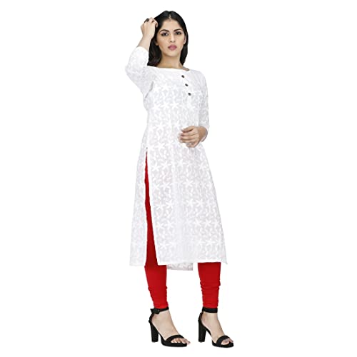Image of DREAM & DZIRE Women Chikankari Kurti in Dark Blue for Plus Size & Small Size.