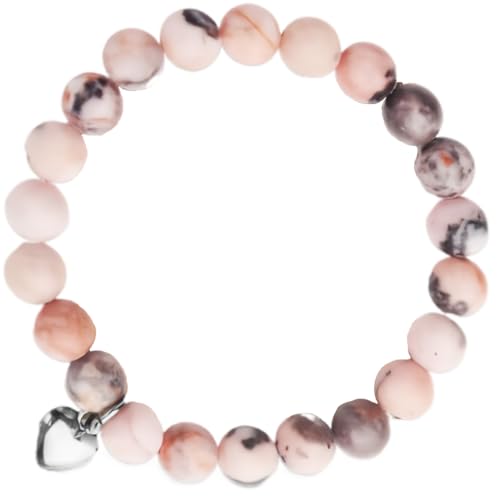 NJCXOLA Pulsera cuarzo rosa, pulsera con Colgante Corazón, cuarzo rosa piedra natural pulsera, Pulseras personalizados