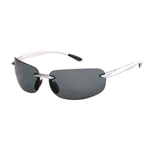 "Lovin Maui" Polarized Bifocal Sunglasses, Outdoor Sun Readers for Men and Women - Hard Carrying Case Included (Silver, 1.75)2