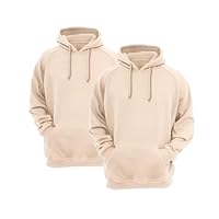Kit 2 Moletom Unissex Canguru Liso Flanelado com Capuz e Bolso Blusa de Frio Algodão Inverno Básico e Confortável (BR, Alfa, GG, Regular, Regular, 2, Bege)