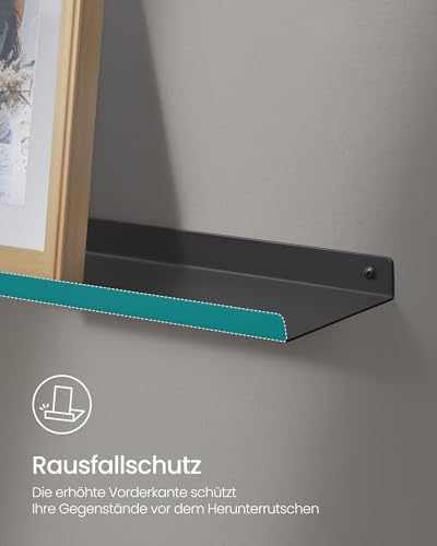 SONGMICS Wandregale aus Metall, 3er Set, Schweberegale, Industrie-Design, Wandboards, für Dekos, für Schlafzimmer, Küche, Badezimmer, Wohnzimmer, unterschiedliche Layouts, schwarz LFS12BK