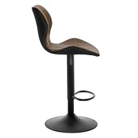 EUGAD 1X Barhocker Barstuhl Bistrohocker Tresenhocker Retro höhenverstellbar und drenbar mit Rückenlehne aus Kunstleder Stahl, Dunkelbraun, 0663BY-1 – Ansicht 5