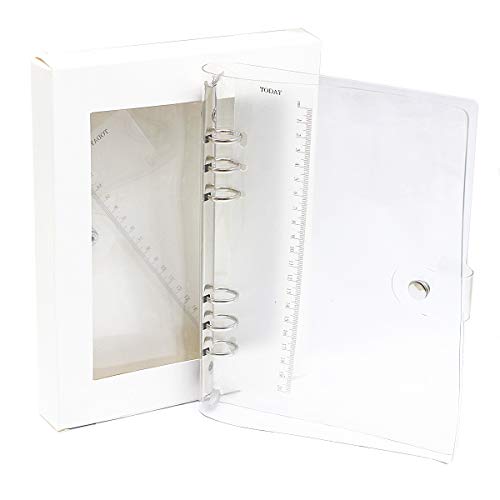 ZHU YU CHUN 2 Pack A5 Size Transparent Soft PVC 6-Ring Binder Cover, Binder Protector Cover for Planner Pages DIY Scrapbook, 9.25x7inch, Box Package