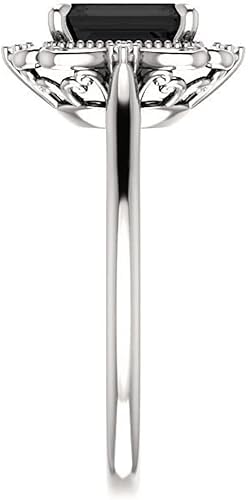 1CT-6CT Vintage Inspired Emerald Black Onyx Engagement Ring 10K White Gold, Victorian Emerald Black Diamond Antique, Filigree Ring, Diamond Wedding Ring4