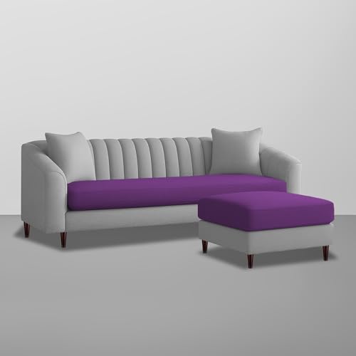 Image of Casaliving Doraldo 4 Seater L Shape Convertible Sofa Set for Living Room, 3 Seater & Ottoman Modular Sectional Couch for Small Space (Purple Grey Colour) Fabric