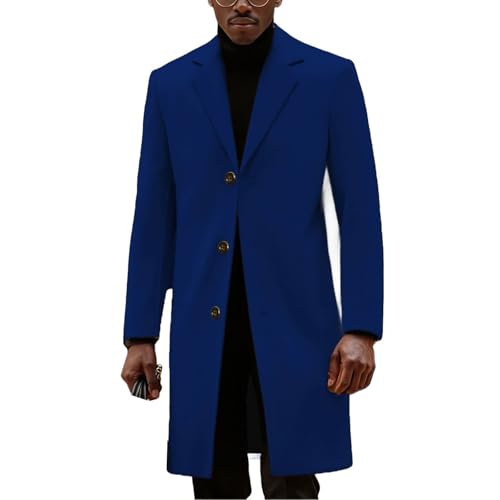 Trench décontracté homme boutonné veste mi-saison bleu marine infroissable taille M