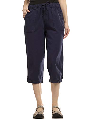 Erika Women's Misses Blair High Rise Pull On Straight Leg Capri, Navy, Medium