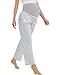 SWOMOG Womens Maternity Pajama Pants Over The Belly Pregnancy Pants Stretchy Lounge Wide Leg Trousers with Pockets Grey Stripes Small