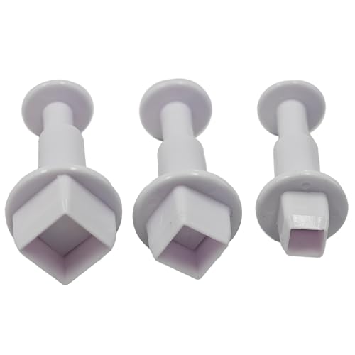 pson 3Pcs Plunger Cookie Cutter Set, Mini Plastic Biscuit Molds for Cake Decorating, Baking, Fondant, and DIY Crafts(Square)