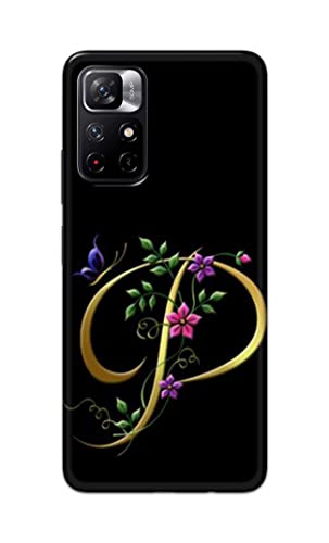 Image of Printed Hard Back Cover Case for Mi Redmi Note 11T 5G | Mi Redmi Note 11S 5G Back Cover (Alphabet P) -1803