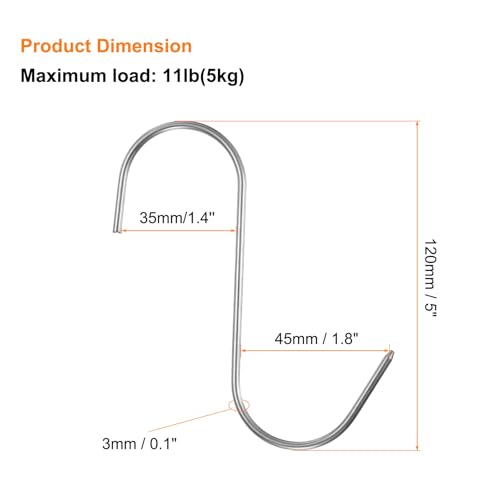 QUARKZMAN 8 sztuk 120 mm haczyki do mięsa ze stali nierdzewnej 304 haczyk rzeźnik w kształcie litery S do zawieszania mięsa wędzenie grillowanie żeberka wołowina BBQ (obciążenie MAX 5 kg)