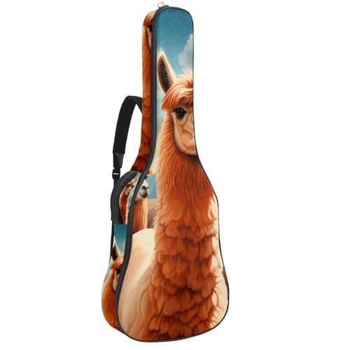 Sac guitare acoustique étanche 101-106 cm à motif alpaga coloré