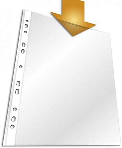 A5 Punch Pockets Clear Plastic Punched Pockets 60 Micron Filing Folders Wallets Sleeves Document Files for Ring Binder Punched Pockets by E&A Distribution Limited