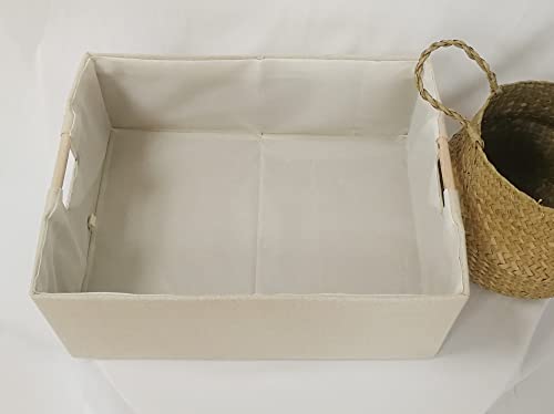 Image of Storage Bin for Shelves Rectangle Closet Baskets Foldable Box with Handles Beige Shelf Baskets Toy Boxes for Home Office Car Dormroom