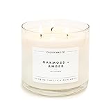 Calyan Wax Scented Candle, Oakmoss & Amber, 3 Wick Candle for The Home Scented with Moss & Sage, 14.9 oz Soy Wax Candle with 43 Hour Burn Time, Non Toxic Large Candle in Glass Jar, Candle Gift