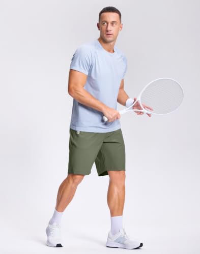 Image of GGJ Men's Lightweight Athletic Shorts with 2 Zipper Pockets 7 inch /9 inch /5 inch Gym Workout Running Quick Dry Tennis Shorts for Men