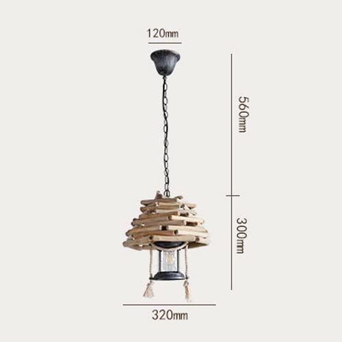 Plafond éclairage retro chandelier bois suspendu lanterne barn
