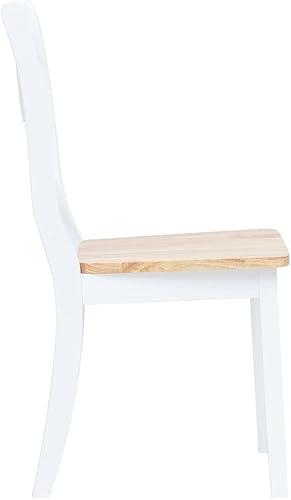 Miniatura 4 de vidaXL Juego de 2 sillas de comedor, estilo escandinavogranja, construcción de madera de caucho macizo, acabado de madera blanca y clara, fáciles de