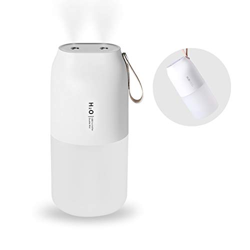 Venussar Mini Portable Humidifier per ufficio auto Desk, USB Recharablable Little Cool Mist Humidifier, Cup Holder Car Humidifier Diffuser for Home, Baby Travel Room, 300ml (Bianco)