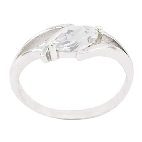 Bague en argent sterling 925 forme marquise et gemme colorée sur mesure