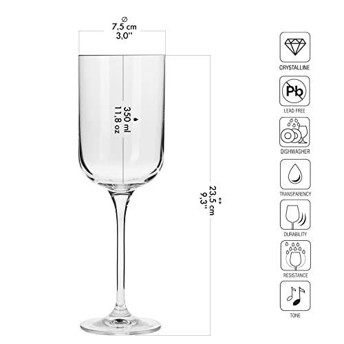 Image of KROSNO Red Wine Glasses Set of 6, 11.8 oz, Glamour Collection | Wine Tumbler, Lead-Free Crystal Glassware, Drinking Glasses, Elegant Cups, Home & Restaurant, Dishwasher Safe
