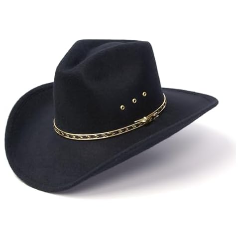 Western Express Kids Felt Finish Pinch Front Cowboy Hat - Cowgirl, Toddler, Baby & Kids Cowboy Hat with Gold Band (US, Alpha, One Size, Black) Cover