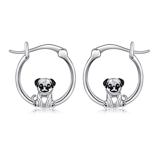 Boucles d'oreilles carlin argent JERWLI pour amoureuses de chiens