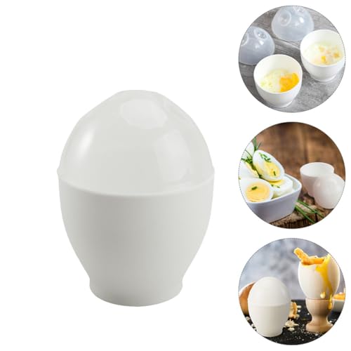 Lurrose Taza de Huevo al Vapor para Microondas 10 Piezas Blanca, Vaporera de Huevos Antiadherente Resistente al Calor, Cocedor Multifuncional para Cocina, Molde para Postres y Gelatina - imagen 5