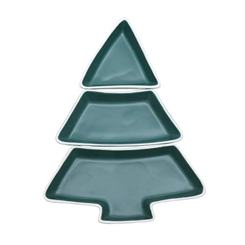 FBHFSUIEF Piatti da portata divisi, piatto di controllo della dieta, piatti, vassoi dessert, snack a forma albero Natale, vassoio con scomparti, frutta secca
