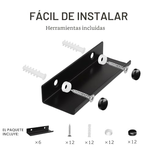 Miniatura 6 de Bijun Soporte Vinilos, Soporte Discos Vinilo Estante De Acrílico Para Discos Flotante Pared 6 Pzs Soporte De Vinilo De Metal Negro Estante Pared Para Álbumes