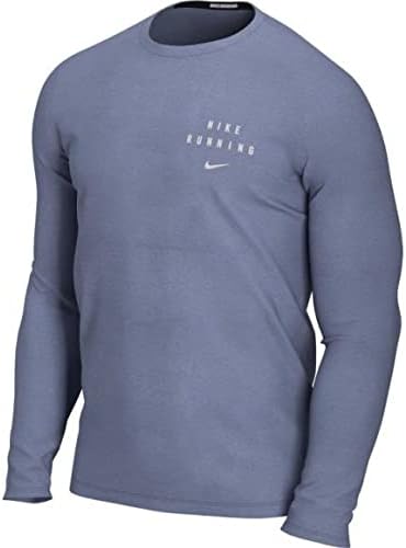 NIKEMiler Run Division Men's Running Long Sleeve Shirt (XXL, Indigo/Reflective Silver)