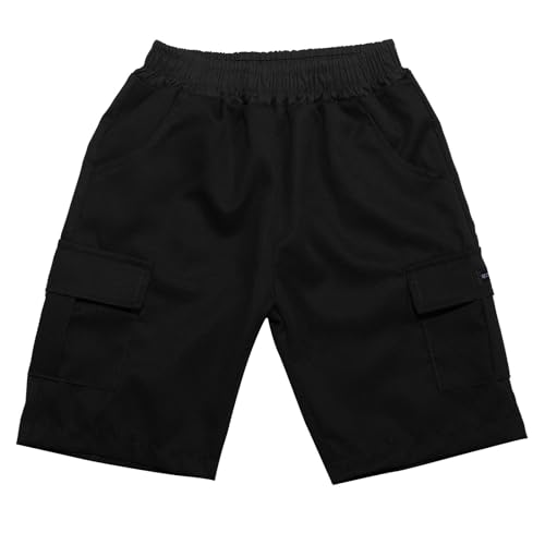 Boys Kids Cargo Shorts Youth Boy's Casual Loose Stretch Shorts Outdoor Cargo Bottoms Fleece Pants Baby Boy Black
