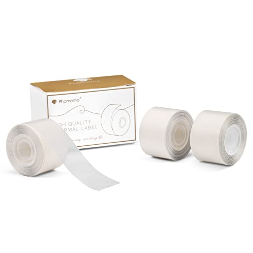 Transparent Adhesive Continuous Thermal Label Compatible with Phomemo D50 Label Maker, 20mm*6m, 3 Rolls, Waterproof, Oilproof,Abrasion Resistance